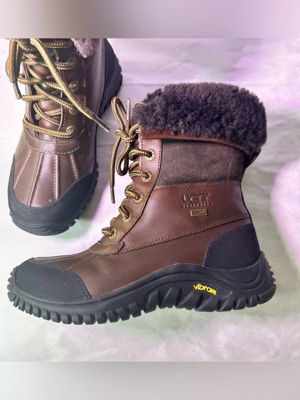 UGG Brown and Black Shearling-Lined Lace-Up Winter Boot